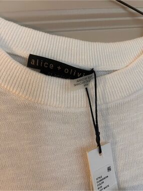 Alice + Olivia Cream Ribbed Crewneck Sweater